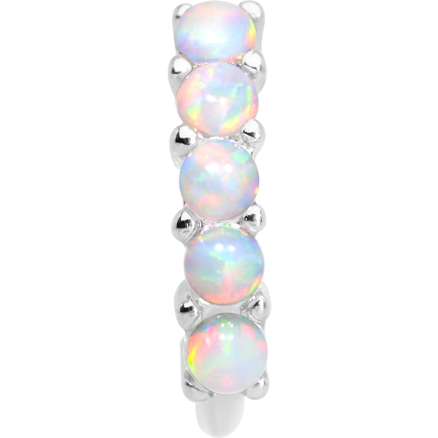 16G White Synthetic Opal Annealed Circular Ring